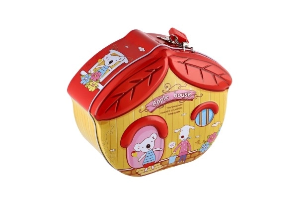 Skarbonka domek blaszana z zamkiem 16x8cm - 1szt