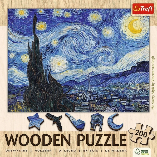 Drewniane puzzle Vincent van Gogh - Gwiaździsta noc 200 elementów
