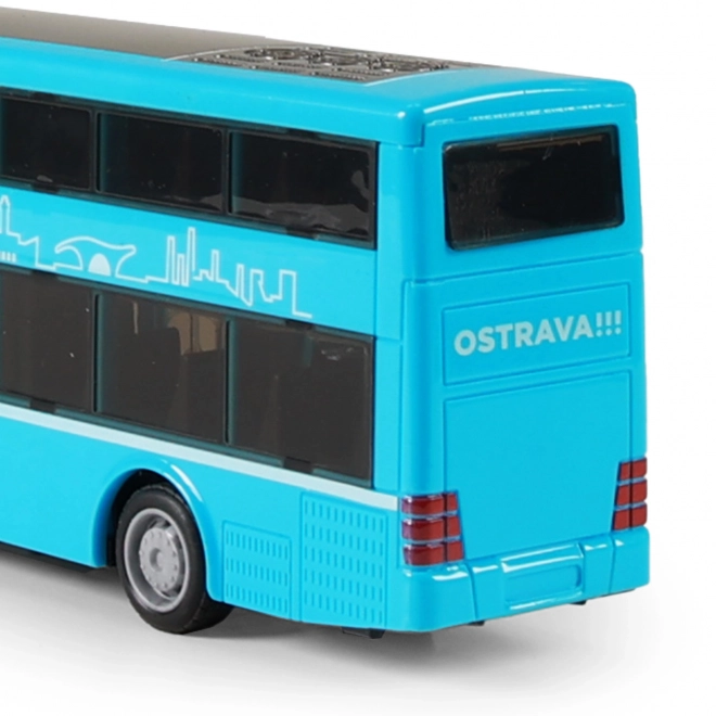 Dwupiętrowy autobus zabawka niebieski 20 cm