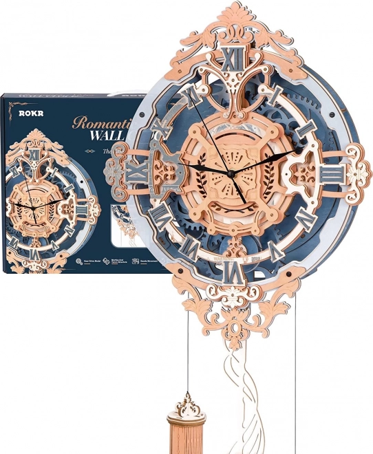 RoboTime 3D drewniane mechaniczne puzzle - Zegar ścienny