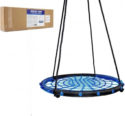 Huśtawkowe koło z linową siatką 80 cm – Niebieski