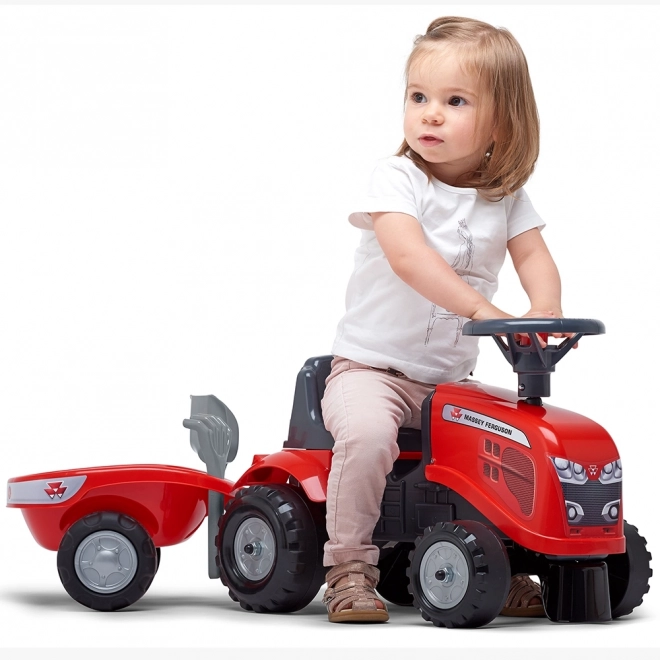 Odpychacz traktor Massey Ferguson czerwony z kierownicą i wa