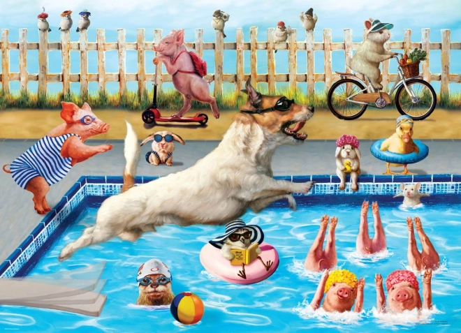 Puzzle Szalony dzień przy basenie XL 500 elementów