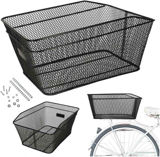 Metalowy koszyk rowerowy na bagażnik czarny 25kg