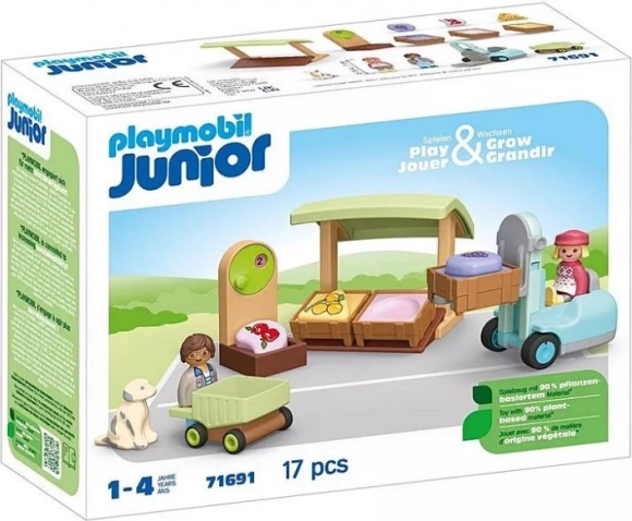 Zestaw do zabawy Playmobil Junior Ekologiczny targ z wózkiem widłowym