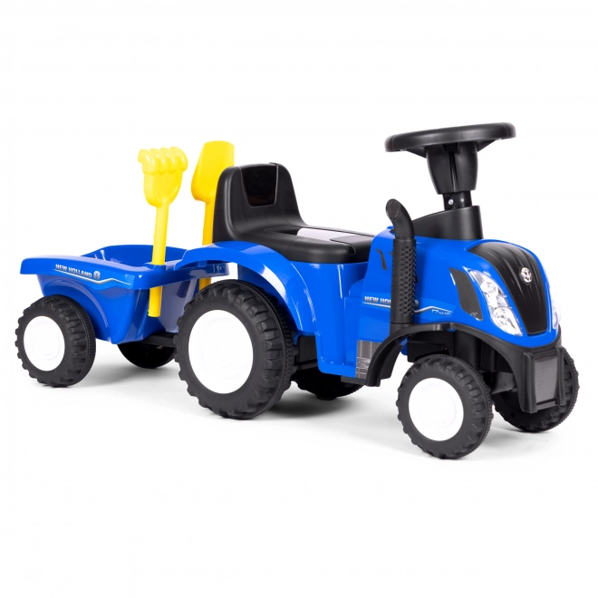 Dziecięcy traktor z przyczepką, interaktywna kierownica, dźwięki, niebieski kolor