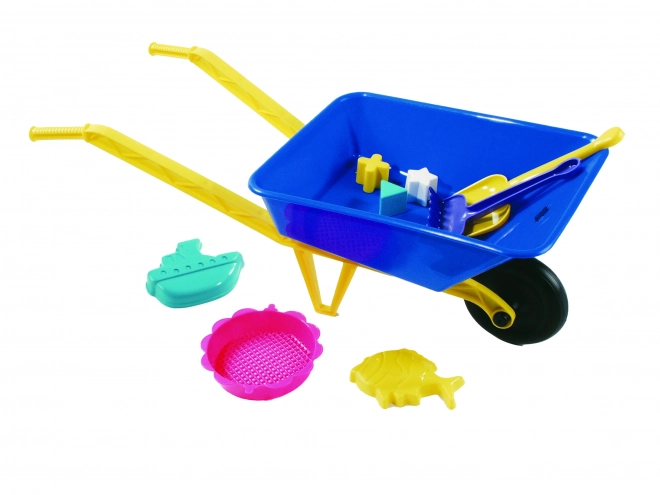 Niebieskie taczki z zestawem do piasku 70 cm