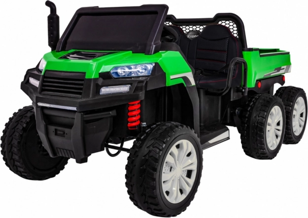 elektryczny samochód dziecięcy farmer truck dla 2 dzieci 4x4 z pilotem, wywrotką i audio LED, zielony