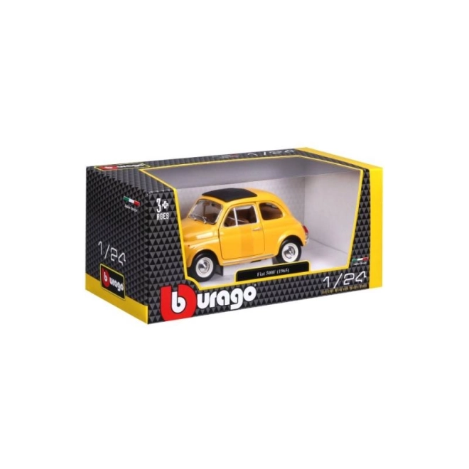 Model Bburago samochodu Fiat 500 F 1965 żółty 1:24