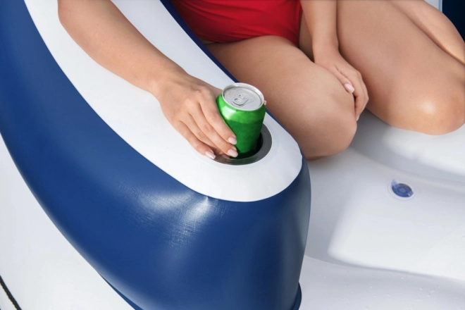 BESTWAY Lazy Dayz Nadmuchiwany pływający wyspa dla 4 osób 239x63,5 + siatkowe dno + 4 nadmuchiwane oparcia + 2 czarni pasażerowie