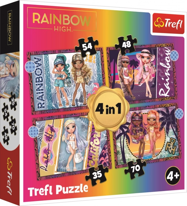Puzzle 4w1 Modne tęczowe wysokie lalki