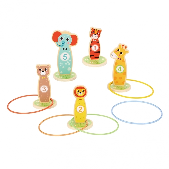 Drewniana gra zręcznościowa Tooky Toy - rzut do celu zwierzęta
