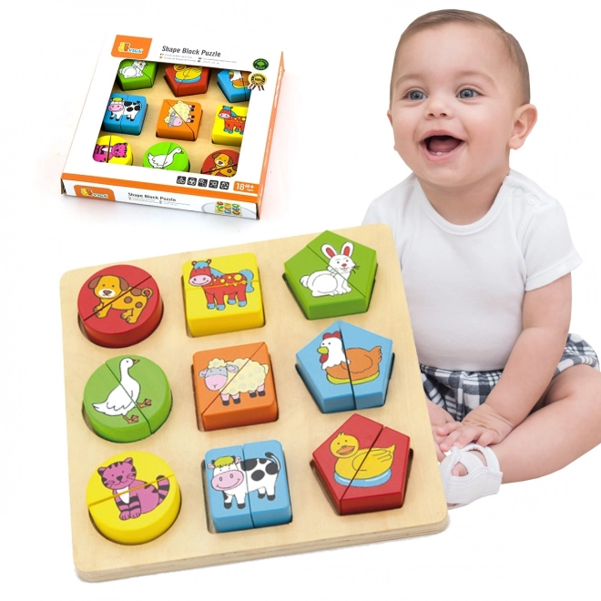 Drewniane puzzle dla najmłodszych w czeskim pudełku