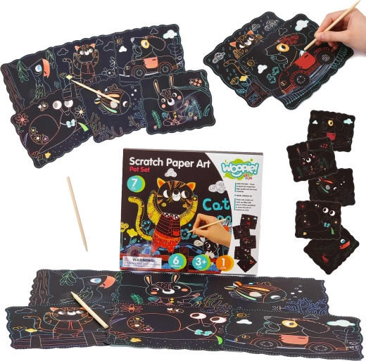 Woopie Art&Fun kreatywny zestaw zdrapywanek dla dzieci, 7 elementów