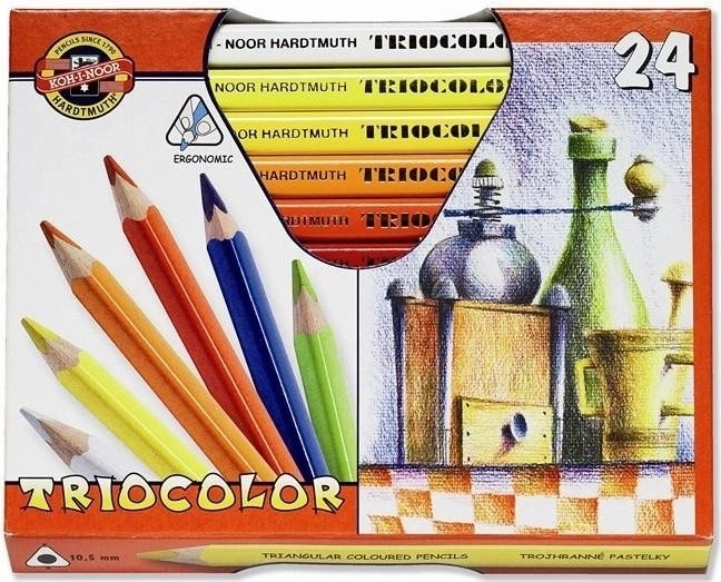 Trójkątne grube kredki KOH‑I‑NOOR Triocolor 24 szt.