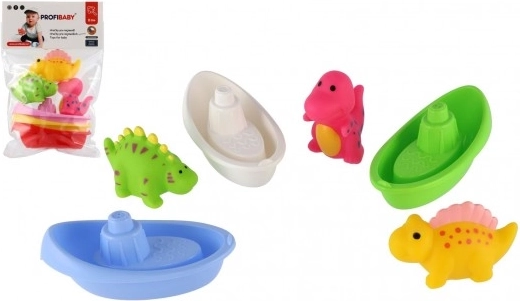 Zestaw do kąpieli: łódeczki i psikające dinozaury (3+3 szt.)