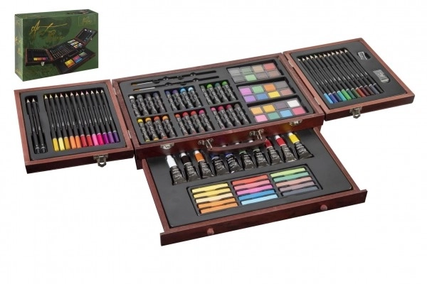 Zestaw do malowania - Art box kreatywny zestaw 103 szt. w drewnianej walizce w pudełku 39x27x9 cm