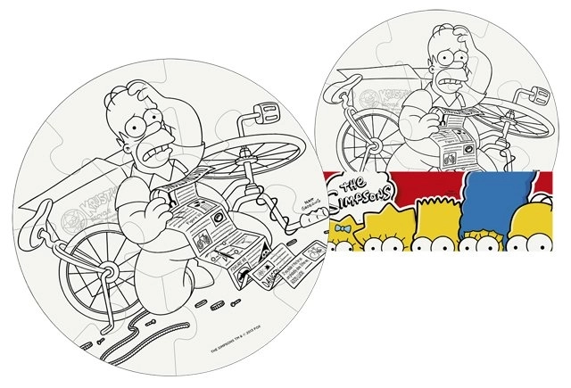 Pokoloruj sobie puzzle Simpsonowie koło 9 elementów