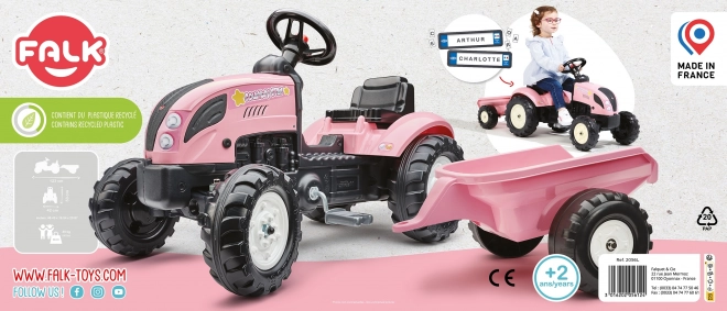 Traktor na pedały County Star z przyczepą różowy