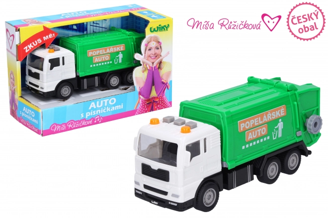 Auto śmieciarka z efektami 17 cm - Míša Růžičková - mówi po czesku, czeskie opakowanie