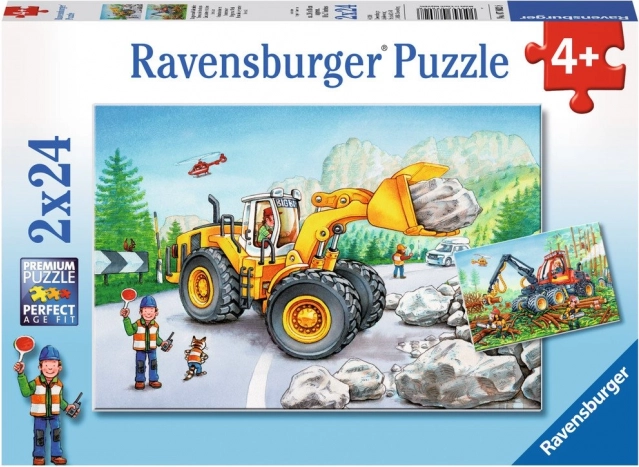 RAVENSBURGER Puzzle Ciężki sprzęt w akcji 2x24 elementy