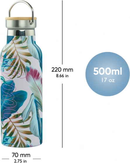 Termobutelka z bambusową zakrętką Leafs 500 ml