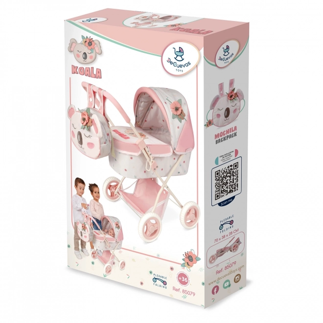 DeCuevas 85079 Składany wózek dla lalek z plecakiem KOALA 2024 - 60 cm