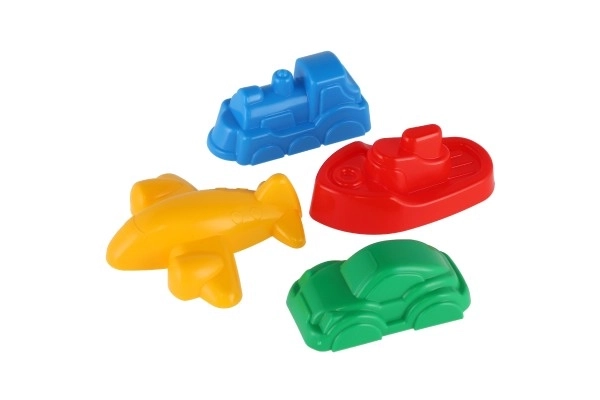 Foremki Babki do piasku 4szt. plastikowe pojazdy w siatce 12m+