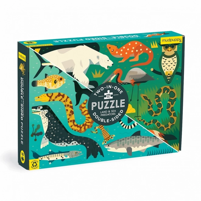 Dwustronne puzzle Mudpuppy Drapieżnicy lądowi i morscy