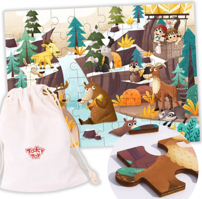 Tooky Toy puzzle Alpy - Zwierzęta i krajobraz
