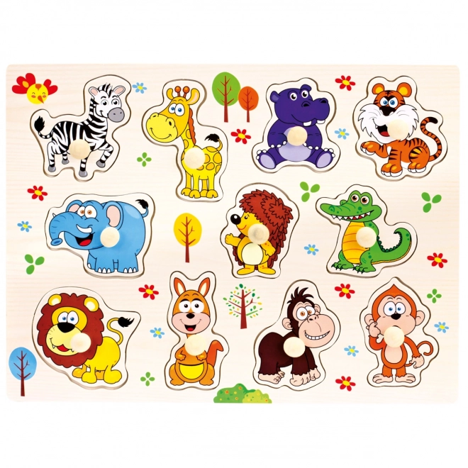 Bino Drewniane puzzle safari 11 elementów