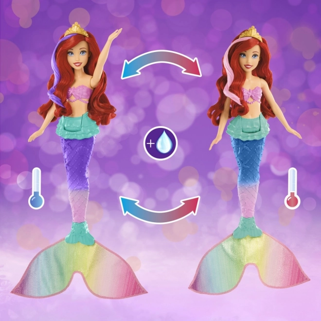 MATTEL Disney Princess lalka Ariel mała syrenka pływa, zmienia kolor