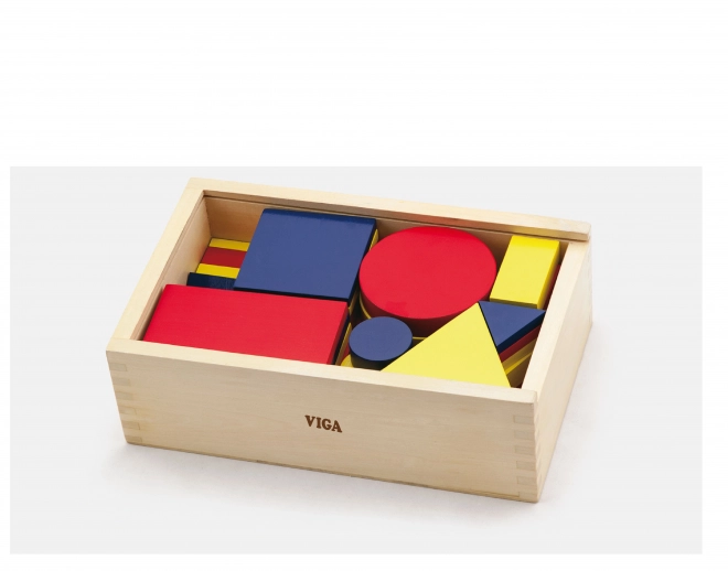 Drewniane logiczne klocki geometryczne kształty Viga Toys Montessori
