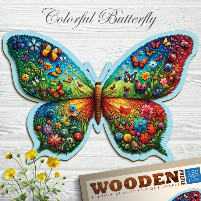 Drewniane puzzle Kolorowy Motyl 150 elementów
