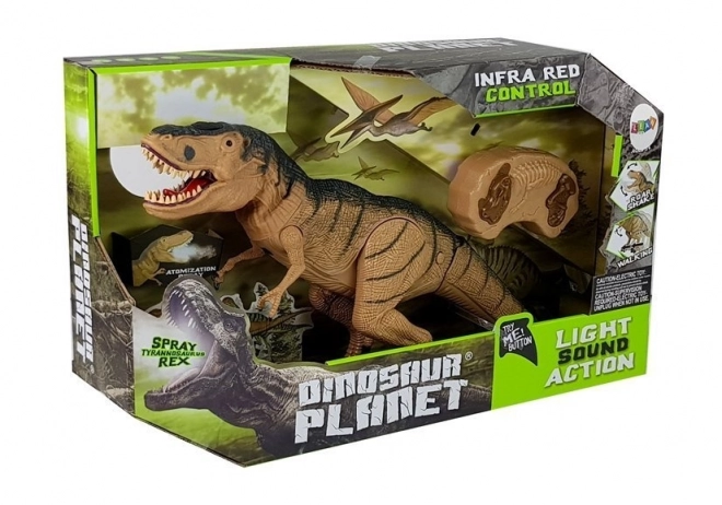 Zdalnie sterowany Tyrannosaurus Rex z mgłą