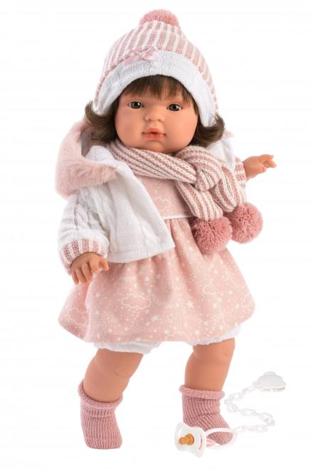 Llorens 385L LOLA - realistyczna lalka ze dźwiękami i miękkim materiałowym ciałem - 38 cm