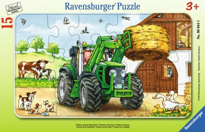 Puzzle 15 elementów z ramką, Traktor na polu