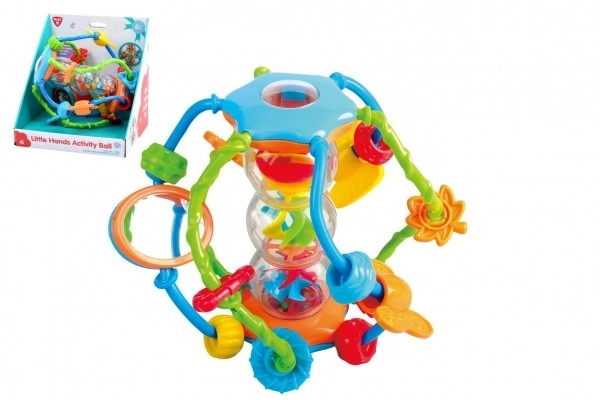 Grzechotka kula/piłeczka edukacyjna plastik 15cm dla najmłodszych w pudełku 18x19x17cm 6m+