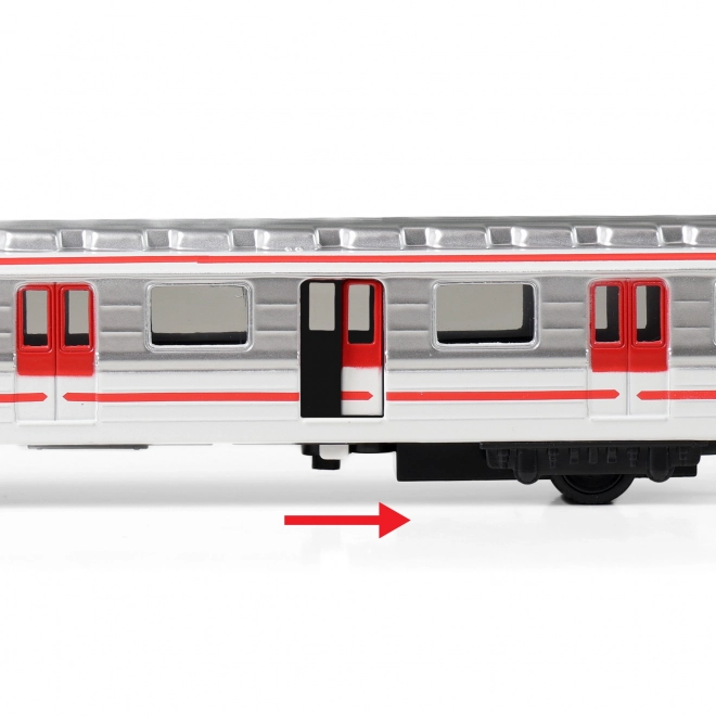 Praskie metro metalowe 16 cm z napędem do tyłu w pudełku 19,5x7x6 cm