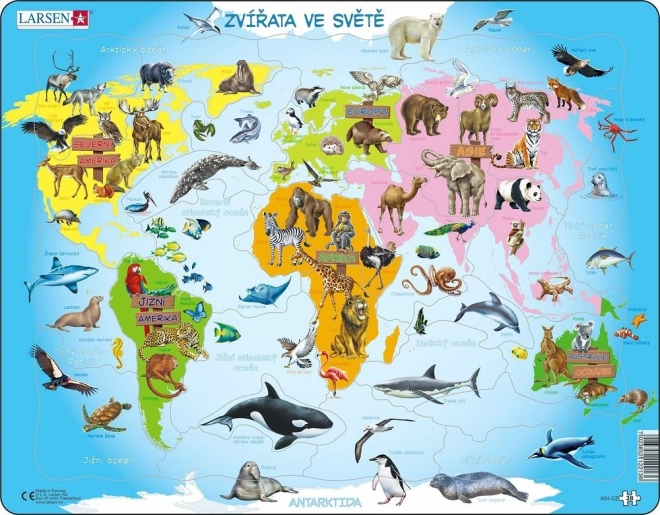Larsen edukacyjne puzzle Zwierzęta świata 28 elementów