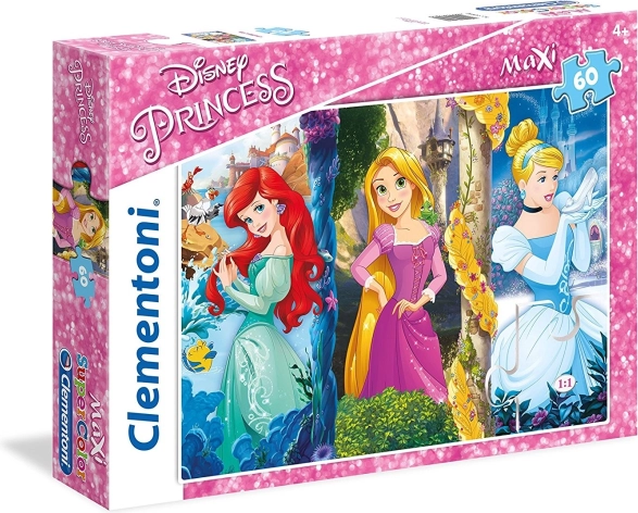 Puzzle Disney księżniczki: Ariel, Roszpunka i Kopciuszek MAXI 60 elementów