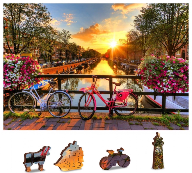 Drewniane puzzle Rowery w Amsterdamie 2w1