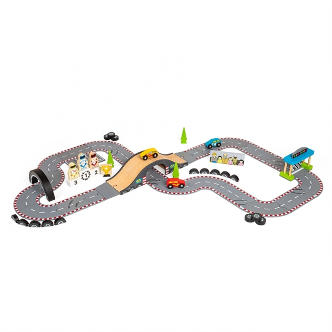 Bigjigs Rail Drewniana autostrada dzień wyścigu