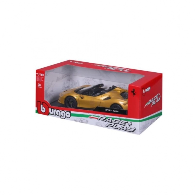 Bburago Ferrari SF90 Spider w skali 1:18 - żółty