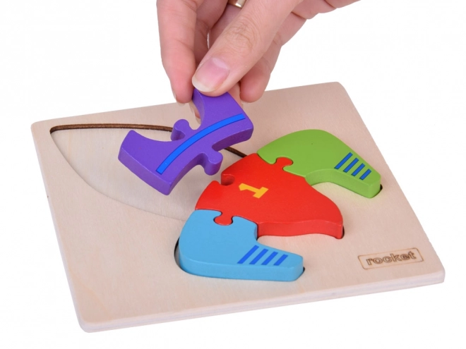 Drewniane puzzle Montessori rakieta