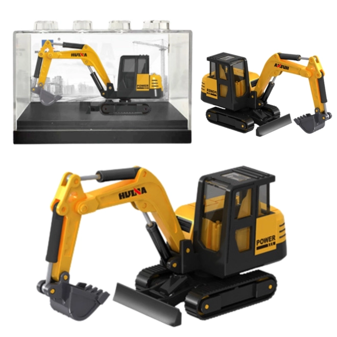 Metalowy model koparki gąsienicowej Huina żółty 1:80