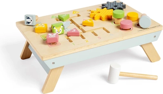 Bigjigs Toys drewniany aktywny stolik roboczy z przebijanką
