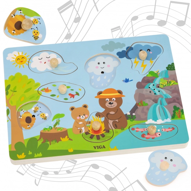 Drewniane puzzle DŹWIĘKI PRZYRODY od VIGA