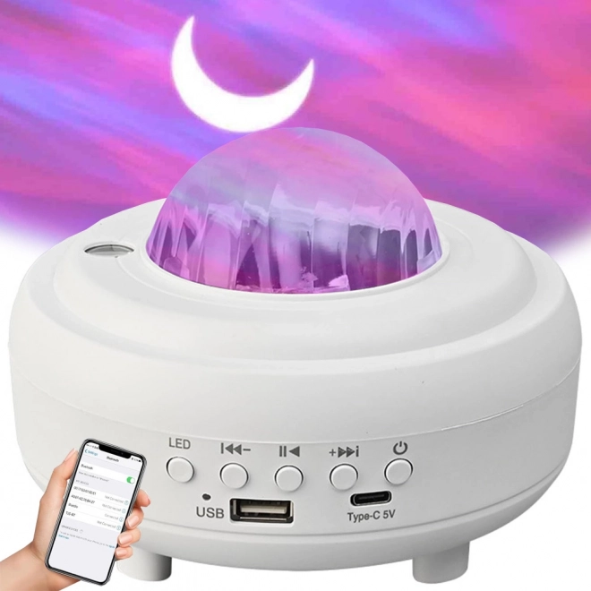 Nocny projektor świetlny aurora z głośnikiem bluetooth