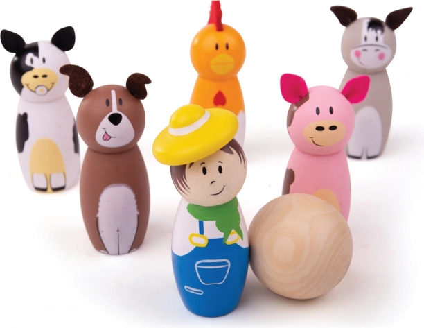 Drewniane kręgle farma od Bigjigs Toys